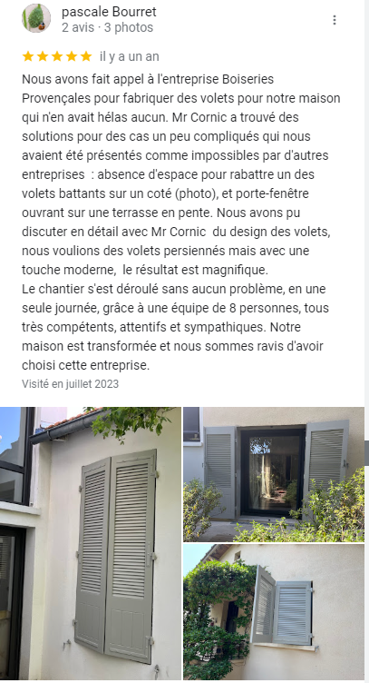 Remplacement de volets anciens en bois par des volets neufs en bois durable Aubagne