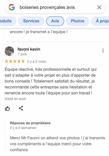 Avis Boiseries provencales