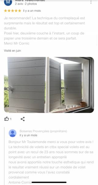 Avis volets provençaux CTBX Septèmes les Vallons