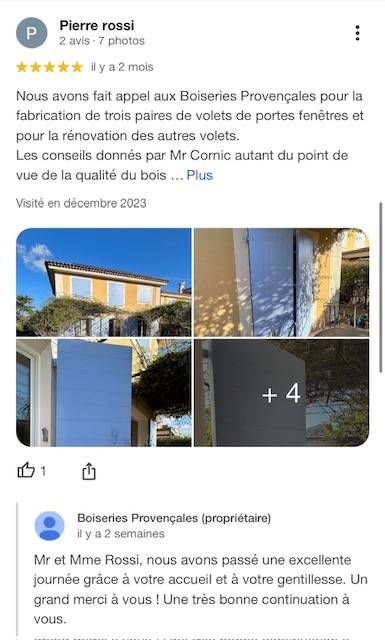 Fabrication, livraison et pose de volets traditionnels à Cassis