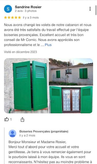 Remplacement de volets bois provençaux par Boiseries Provençales à Auriol