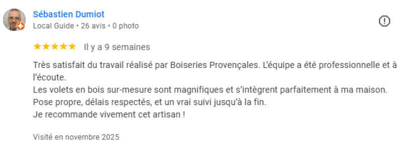 Avis volets coulissants