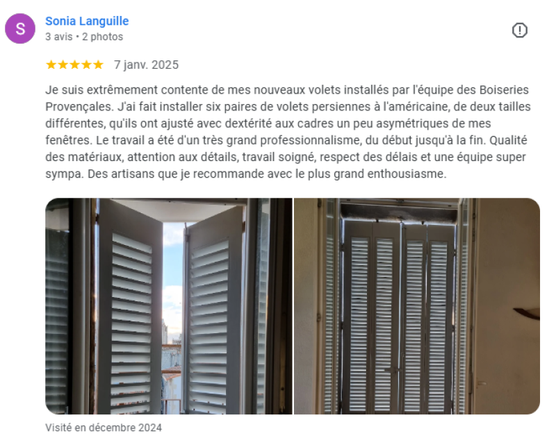 Avis persiennes à lames à l'américaine