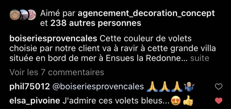Suivez nos réalisations sur notre Instagram «  Boiseriesprovencales »