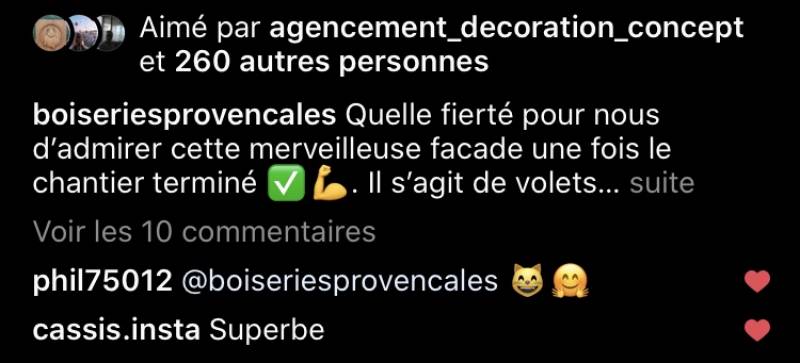 Suivez nos réalisations sur notre Instagram «  Boiseriesprovencales »